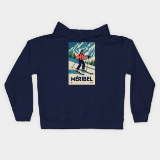 A Vintage Travel Art of Meribel - France Kids Hoodie